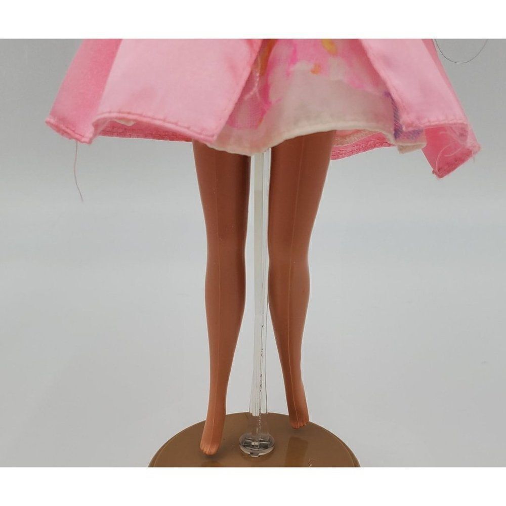 Vintage Mattel Barbie Doll Long Blonde Hair Blue Eyes Pink Dress Hat - Picture 5 of 13